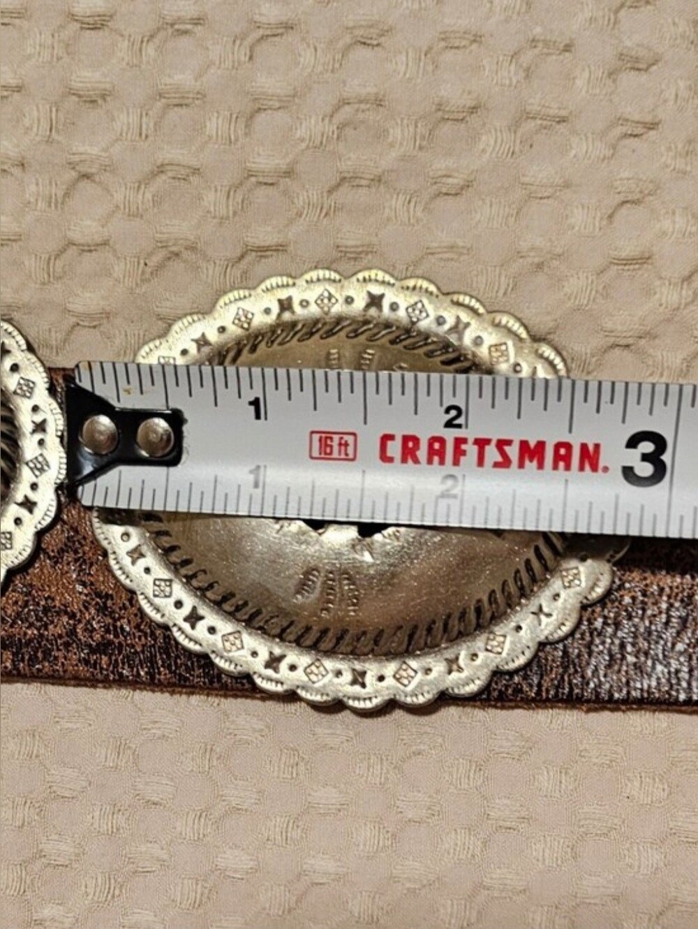 Vintage Handmade Southwestern Concho Belt | Rustic Brown Leather | Western Boho - Picture 15 of 15
